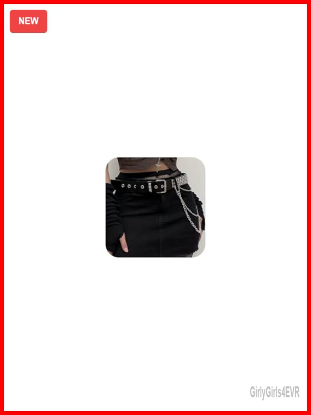PU Leather Chain Belt Punk Goth Rave Waist Accessory